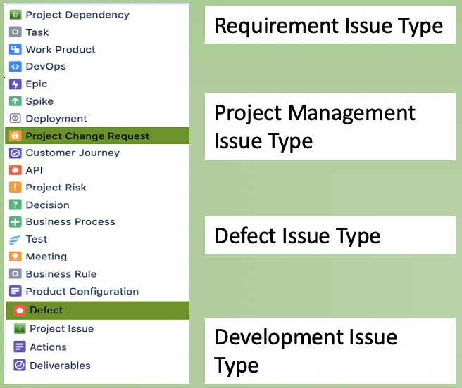JIRA Issue types