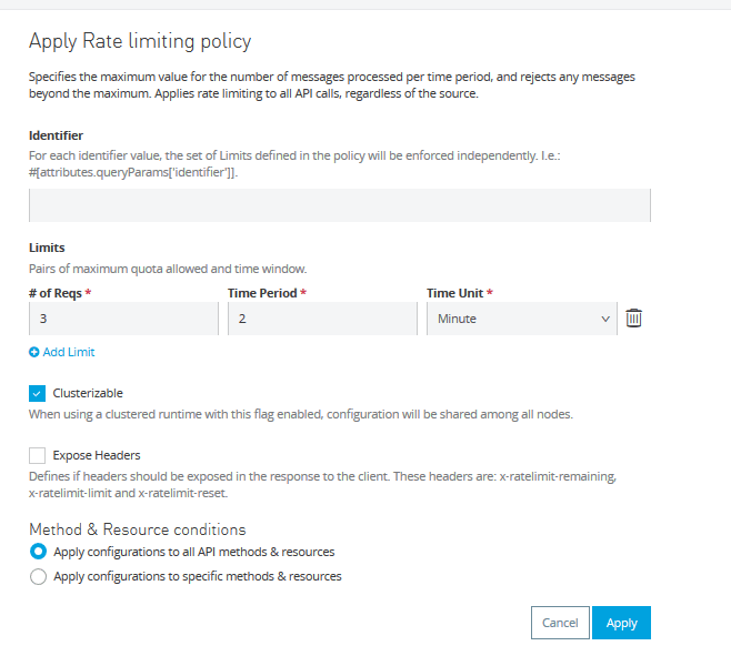 Applying Rate Limiting Policy