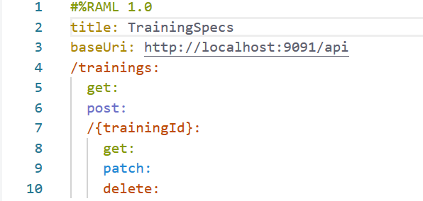 Base RAML Specs for our use case