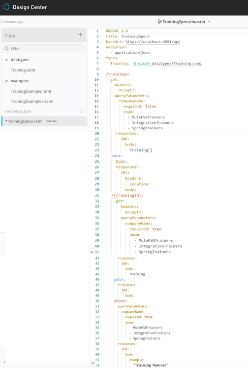 Complete RAML Specs for our use case