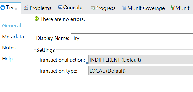 Transactional Action - Indifferent by Try Block