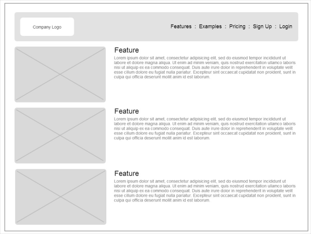 parry o 
Features 
Examples 
Pricing . 
Sign Up _ 
Login 
Feature 
dolor do ut 
dolore *qua enim ad m.rT 
aqu.p ca "urc dolor 'n 'n «-tt 
eu r,uu E«epleuv "Oidenl in 
moll' mm 
Feature 
dolor a*is.cng em, do ut 
Ut cnm qus 
esse eu nub. rwepleursin' cupulatX ncm sunt in 
cuca mm laton_m 
Feature 
dolor do ut 
dolore *qua enim ad mirT 
ul p utc dolor 'n In rat 
'n dobr eu nura E«epteuv "Oident in 
'*serum' moll" anim 